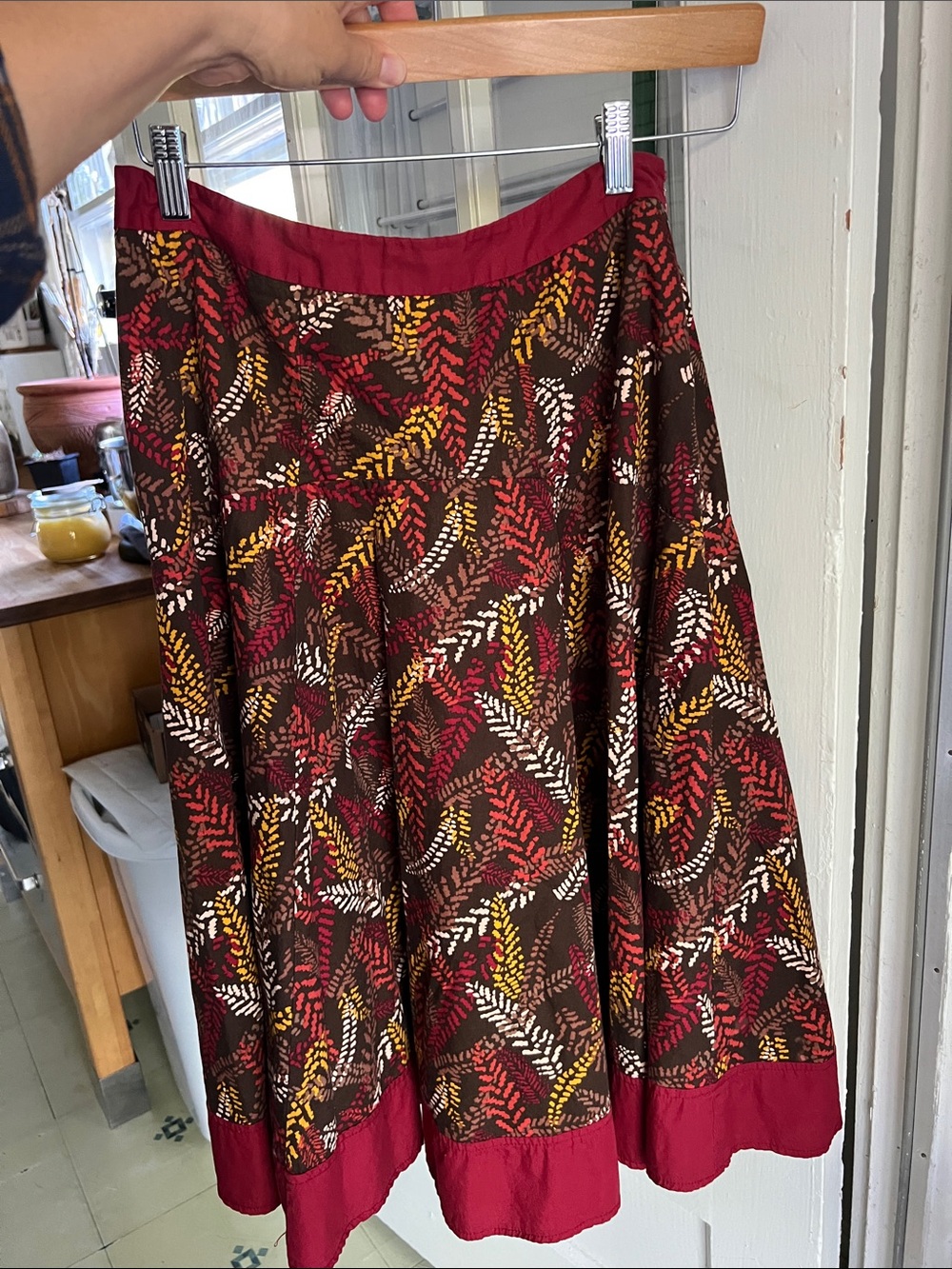 🌻Cotton Midi Skirt Cato Wine Red Women's